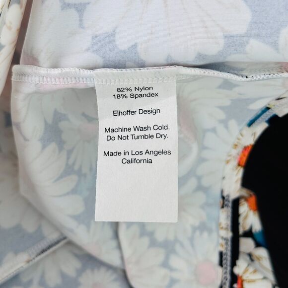 Elhoffer Tank Top Women Large Daisy Floral Buffy Crop Stretch Summer Spring Boho - Picture 6 of 9